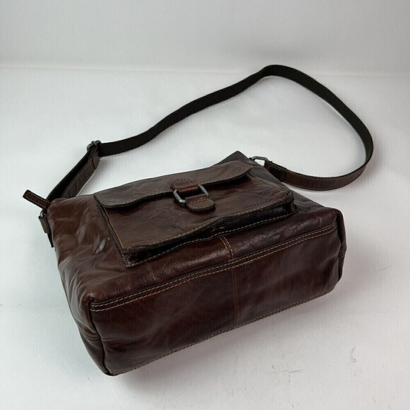 JACK GEORGES Voyager Collection Brown Leather Crossbody Bag Purse Rustic Urban - Picture 4 of 12